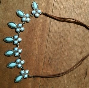 Choker with leather necklace